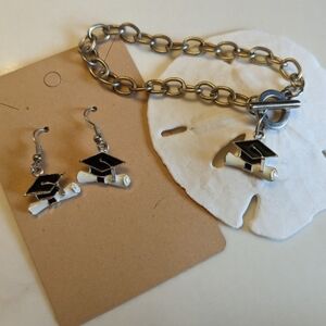 Graduation Cap and Diploma Jewelry Set
